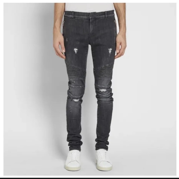 Balmain Other - NEW Balmain Biker Distressed Skinny Jeans Size 32x36 RARE